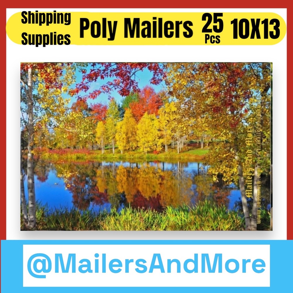 25 10X13 Poly Mailers Autumn Lake Shipping Envelopes PRICE IS FIRM Fall - Picture 5 of 9